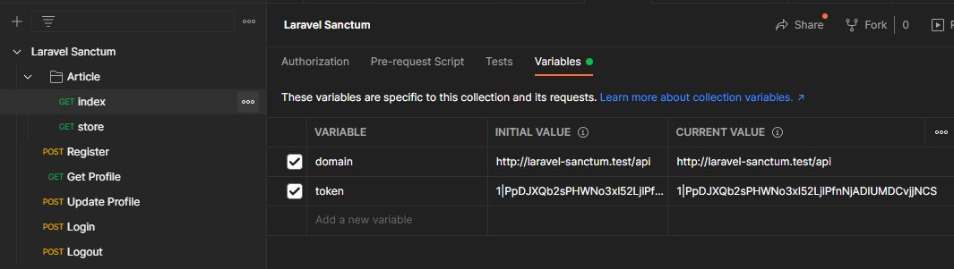 postman variables